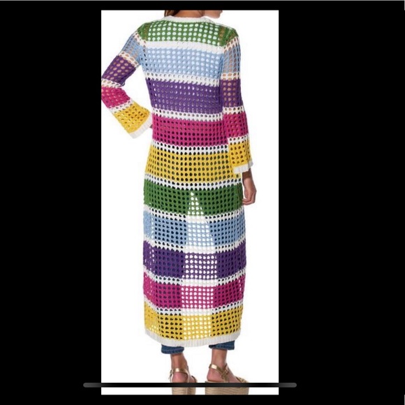 Boston Proper Multi Color Stripe Crochet Duster - Picture 2 of 2